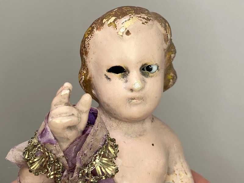 Antiga Escultura bebê de Jesus em gesso