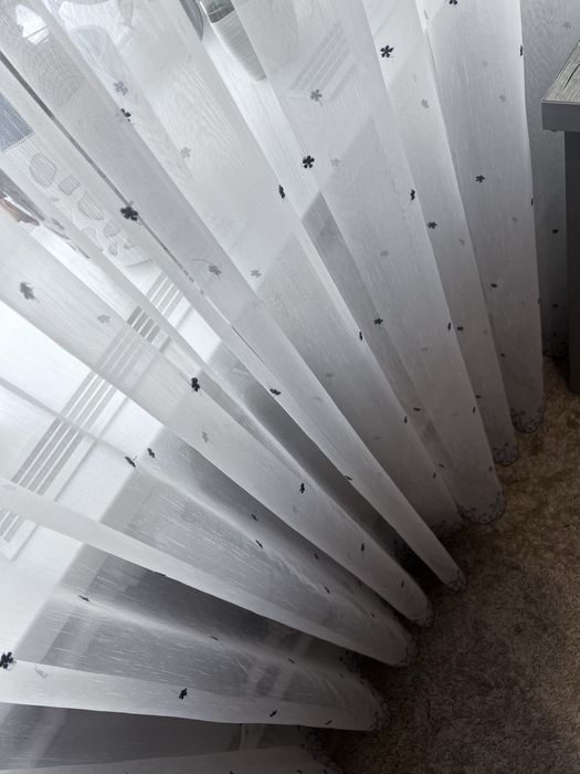 Тюль льон бамбук з сірим омбре