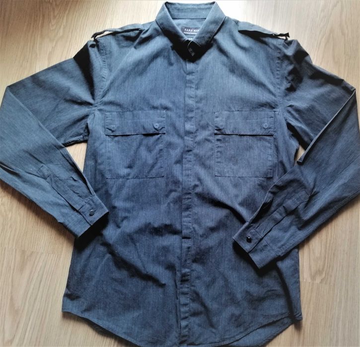 Camisa Slim Fit Zara Man  Cinza: Tam 40-41