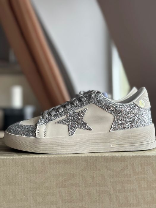 Golden goose кеди шкіряні сріблясто білі