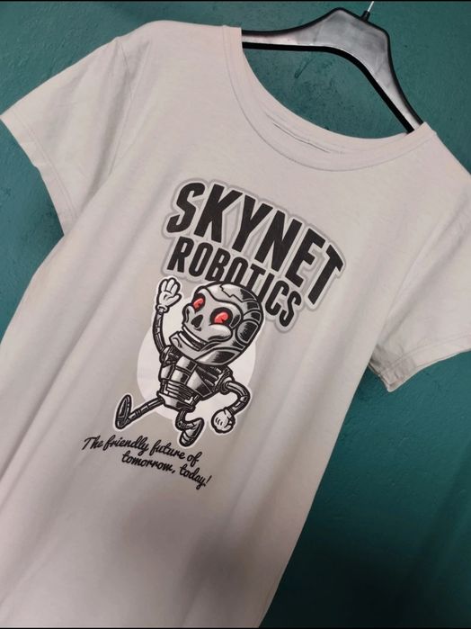 Bawełniany T-shirt Skynet Robotics koszulka Terminator bluzka robot męski tshirt z nadrukiem z Terminatora