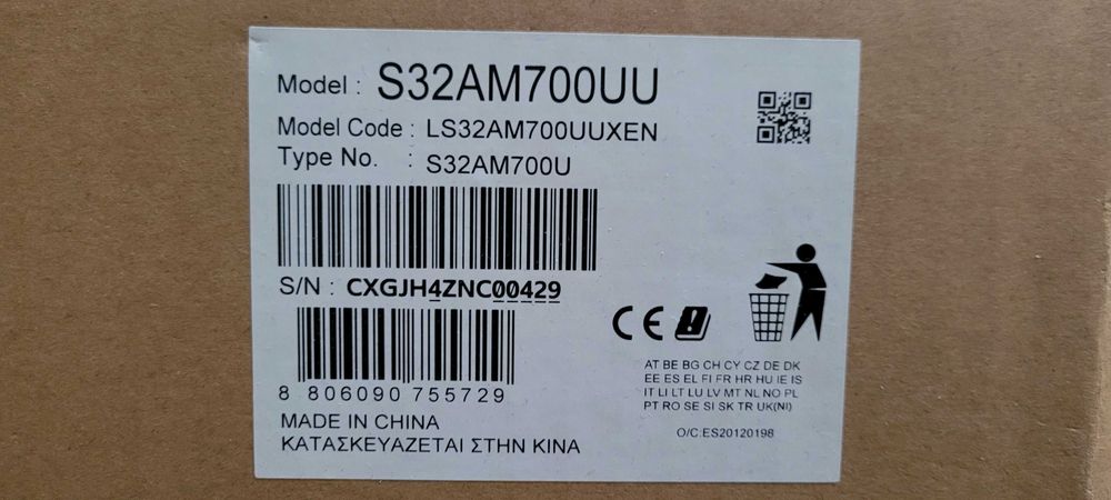 Monitor LED Samsung 32" LS32AM700UUXEN Smart