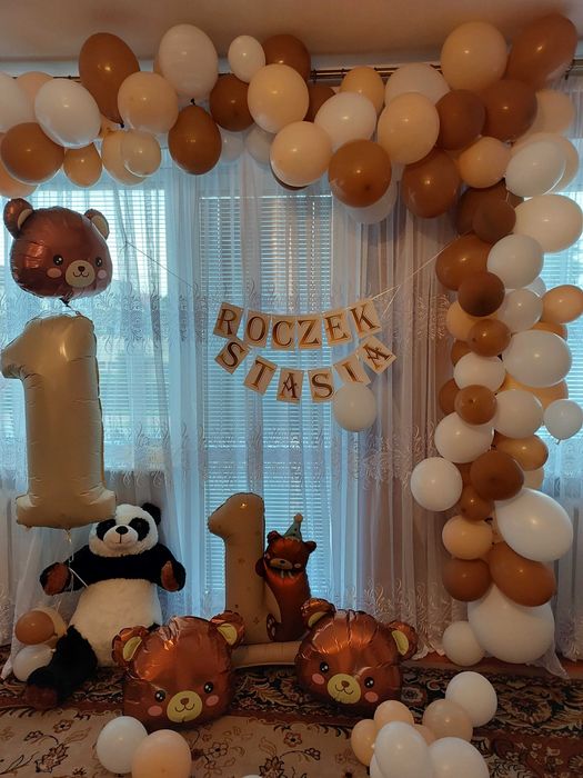 Balony dekoracyjne foliowe 4 szt + girlanda roczek+ balony