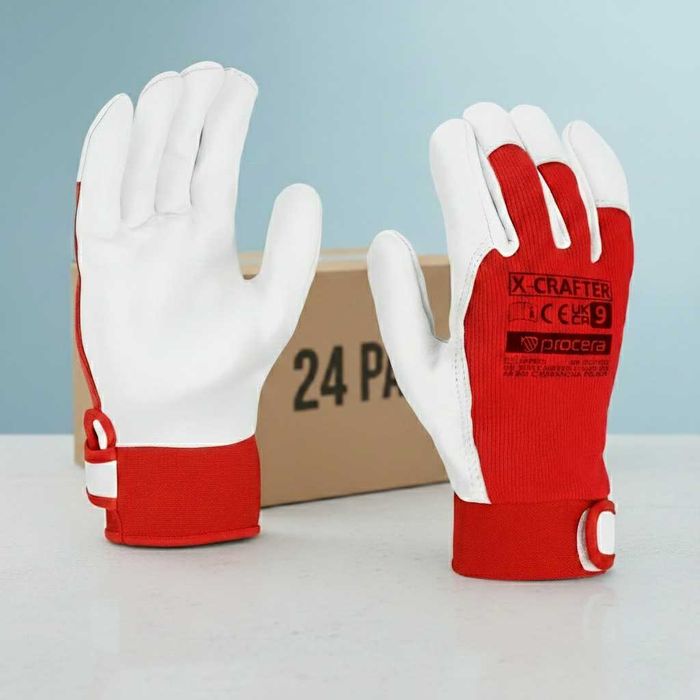 Rękawice Robocze z koziej skóry 24 PARY - Rozmiar 10 (XL)