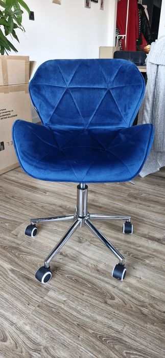 Krzesło obrotowe na kółkach welur granat