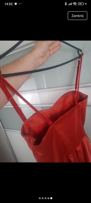 Sukienka koktajlowa 38 gruba satyna, dekolt serduszko