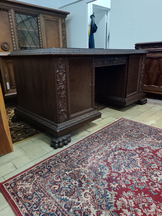 Biurko na lwich łapach antyk dwustronne