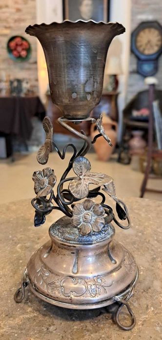 Paliteiro antigo prata portuguesa com punção javali