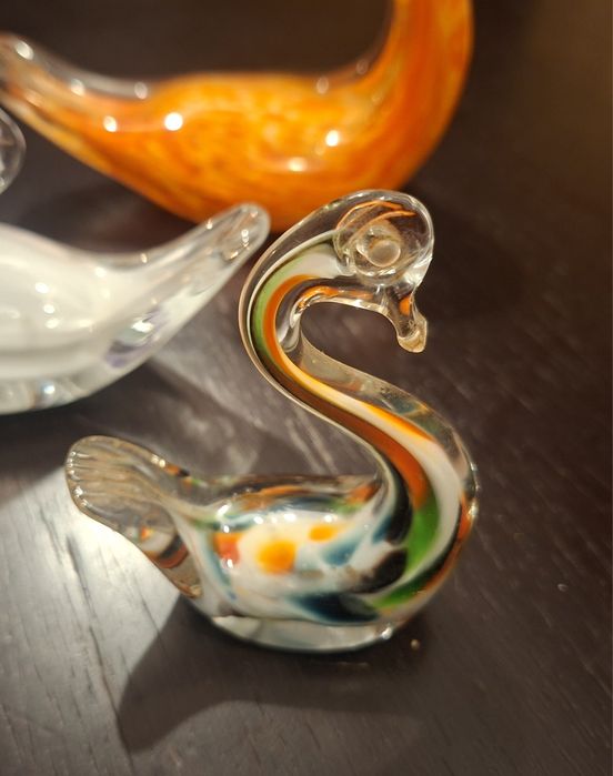3 cisnes em vidro Vintage
