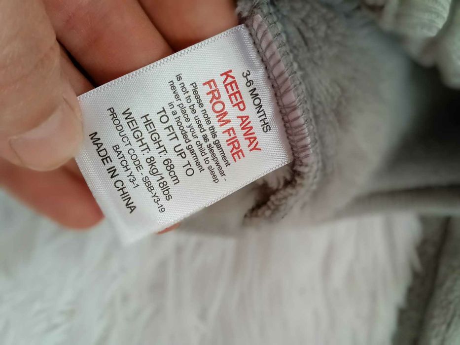 Bluza z uszkami szara 68 rozpinana misiowa dla chłopca