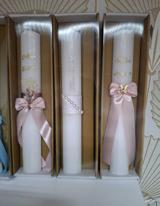 Velas e conjuntos Batismo com caixa e envio