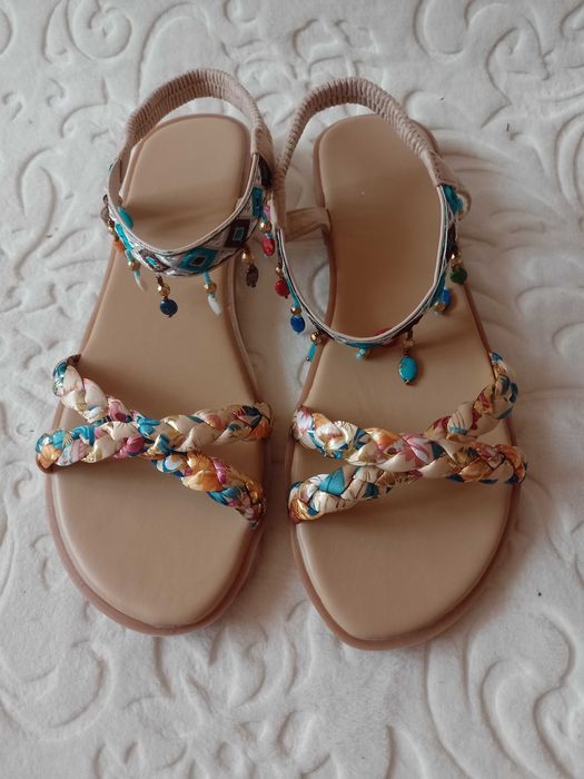 (41/42) Bogato zdobione sandałki w stylu Boho , NOWE