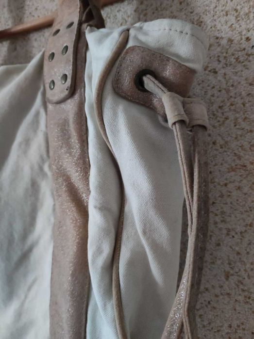 torba shopper torebka na ramię do ręki lniana safari reserved