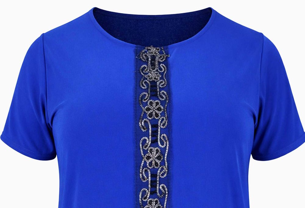 Tunika chabrowa z przedłużanym tyłem 4XL - 58/60