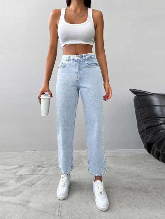 Shein jeansy damskie rurki wysoki stan na sezon lato 40 11ma