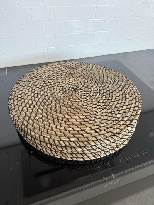 LÄTTAD podkładka, trawa morska/czarny, 37 cm 6 sztuk