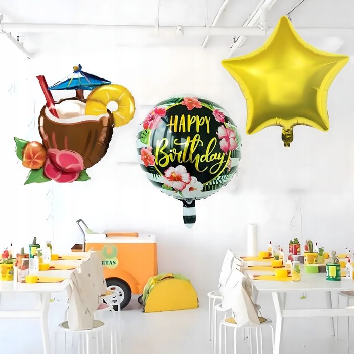 Zestaw Balonów Na Imprezę Aloha Hawajskie Urodzinowe Przyjęcia 5Ele