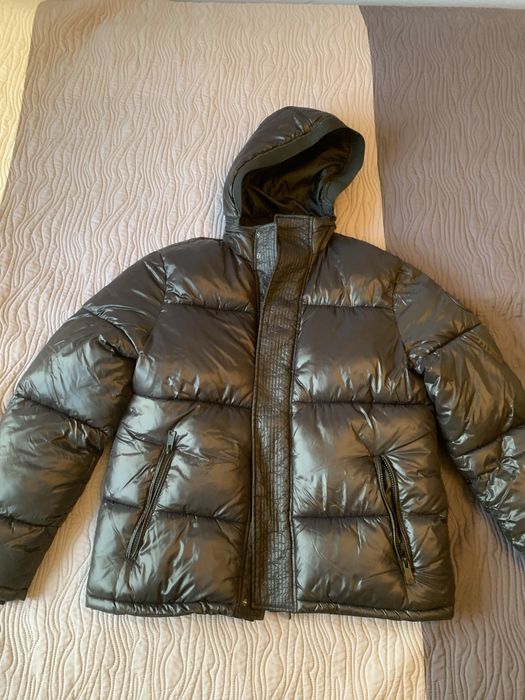 Topman Textured Hooded Puffer Jacket czarna kurtka puchowa nowa