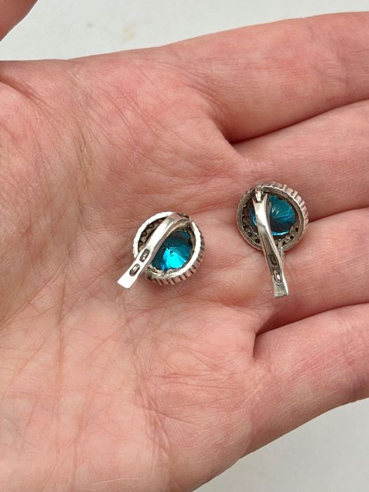 Серебряные серьги, сережки с топазом