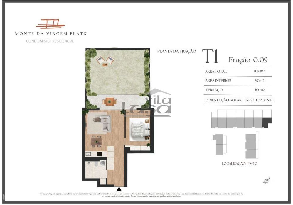 T1 Novo com terraço 50m2 e lugar de garagem em Vilar de Andorinho.