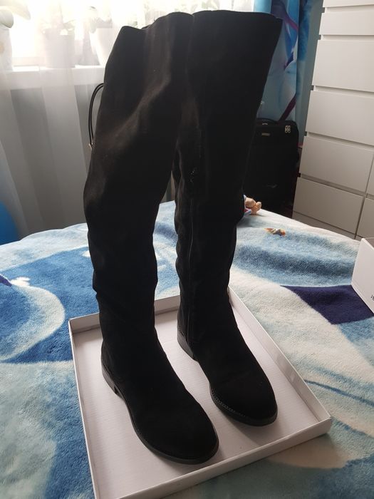 Kozaki czarne 36 stan idealny Jenny Fairy CCC zamsz ponad kolano