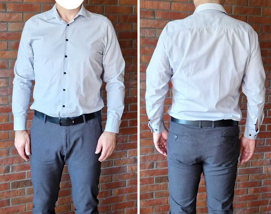 Koszula męska, niebieska, taliowana DIGEL Move, rozm 39