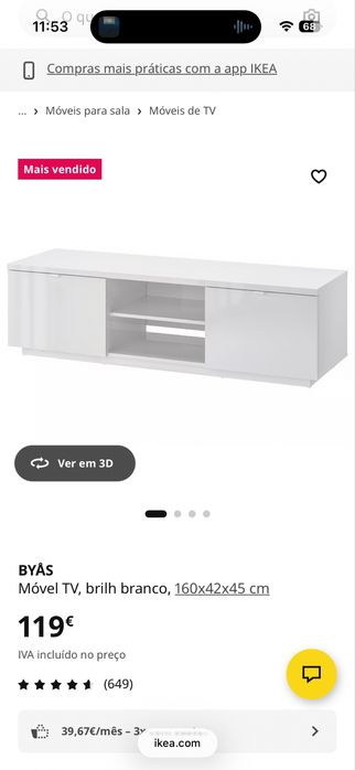 Movel baixo de tv ikea branco lacado com gavetas