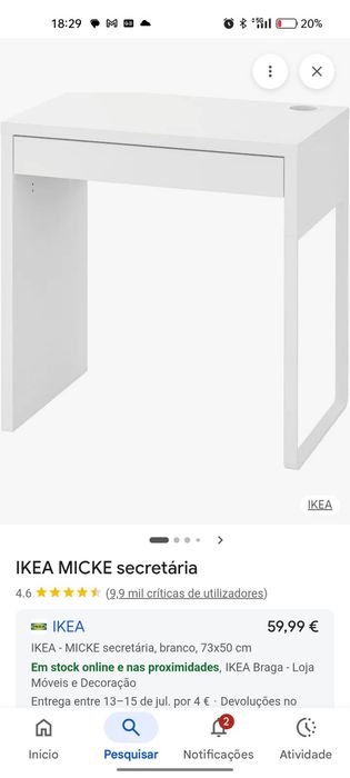 Secretária branca MICKE IKEA