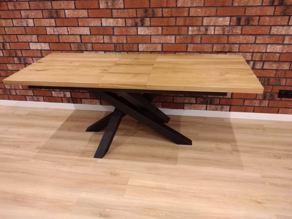 Stół Twister rozkładany jadalniany dębowy - industrialny loft