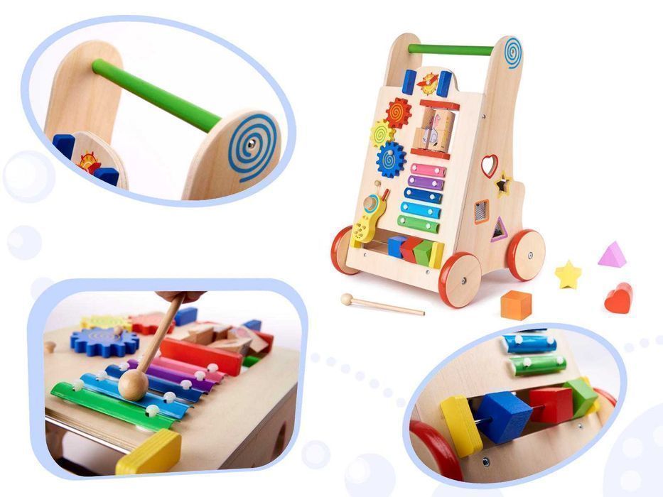 PCHACZ CHODZIK dla Dzieci Drewniany Kostka EDUKACYJNA z Drewna 6W1