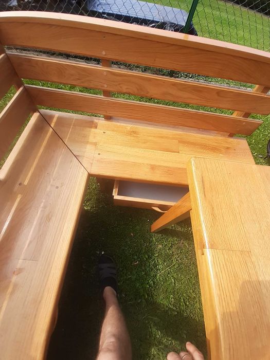 Naroznik debowy  stol i taborety