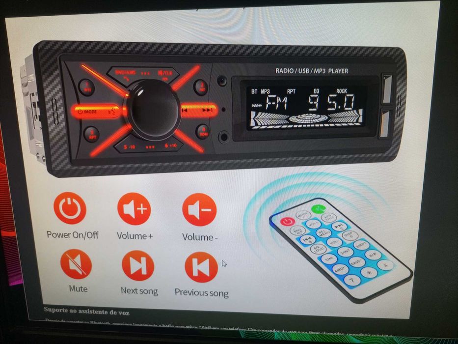 Auto Rádio MP3 Bluetooth USB  Novo