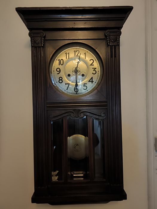 Relógio de Parede Antigo – Regulador Clássico (Caixa Reta)