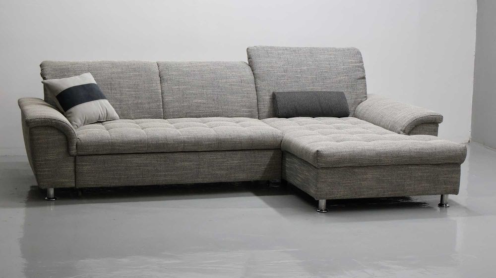 TPT Narożnik funkcja spania Szara tkanina kanapa rogówka sofa zagłówki