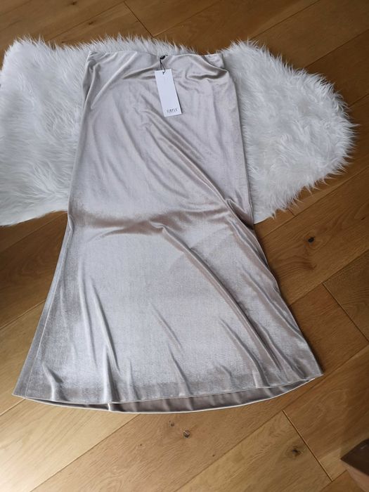 Simple Cp złota pudrowa spódnica maxi dluga 34/XS
