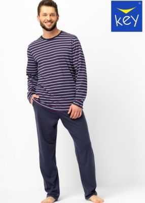 Піжами KEY чоловіча футболка д.рукав--- штани КЕЙ бавовна/фланель
