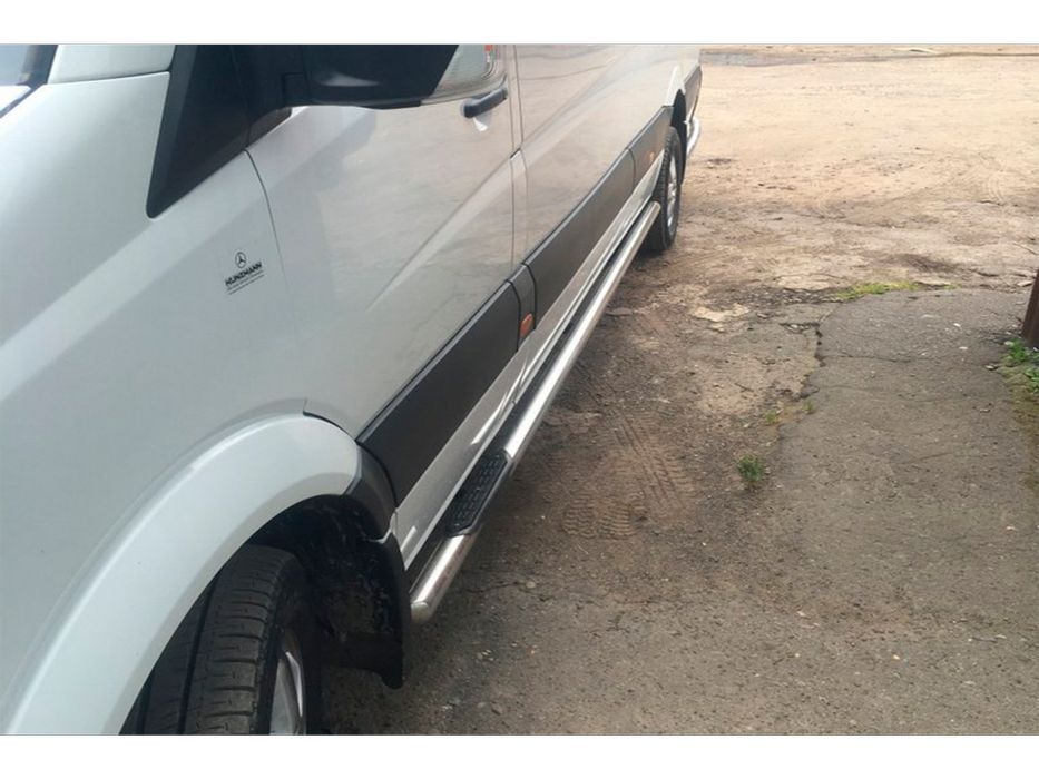 Бічні труби Long-ExtraLong для Mercedes Sprinter W907/W910 Нержавіюча сталь (2 шт.)