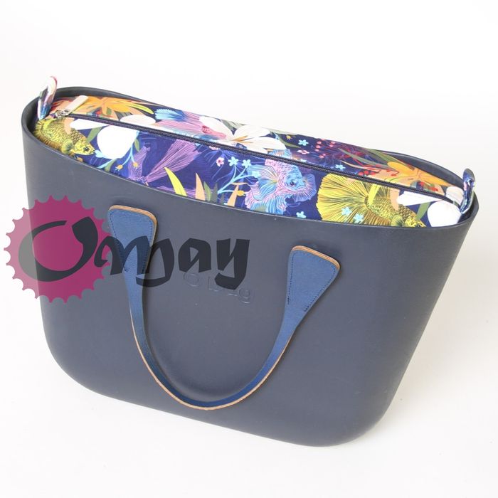 Granatowy organizer do OBAG STANDARD welur kwiaty ocean wkład OMAY