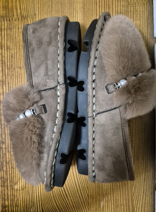 Женские меховые тапочки, туфли-мокасины, лоферы, слипоны, "авто-леди"