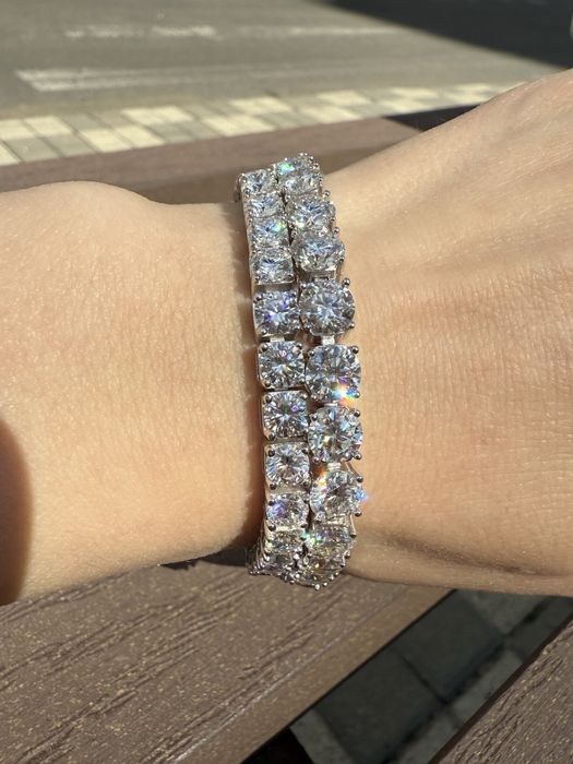 1 ct 6,5 мм тенисный браслет с лабораторными бриллиантами муассанитами