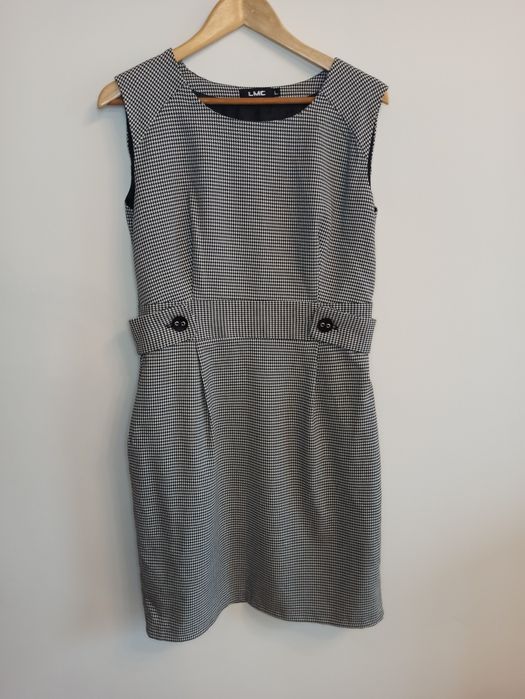 Czarna biała sukienka w pepitkę kratkę LMC na święta sylwestra LMC L/4