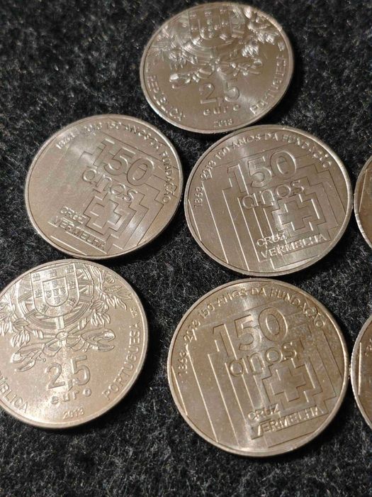 moedas 2.5 euro UNC cruz vermelha villaret saramago açores douro elvas
