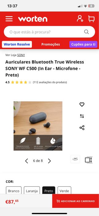 Fones bluetooth Sony WF-C500