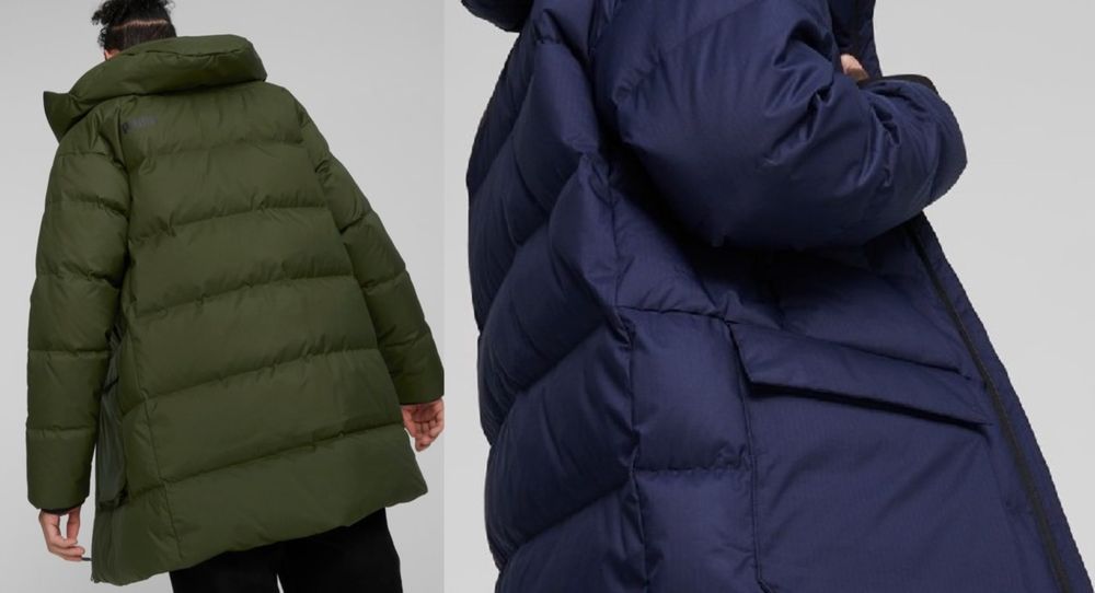 L XL Пуховик пальто хакі/синя  Puma Оригінал Protective Hooded Dow