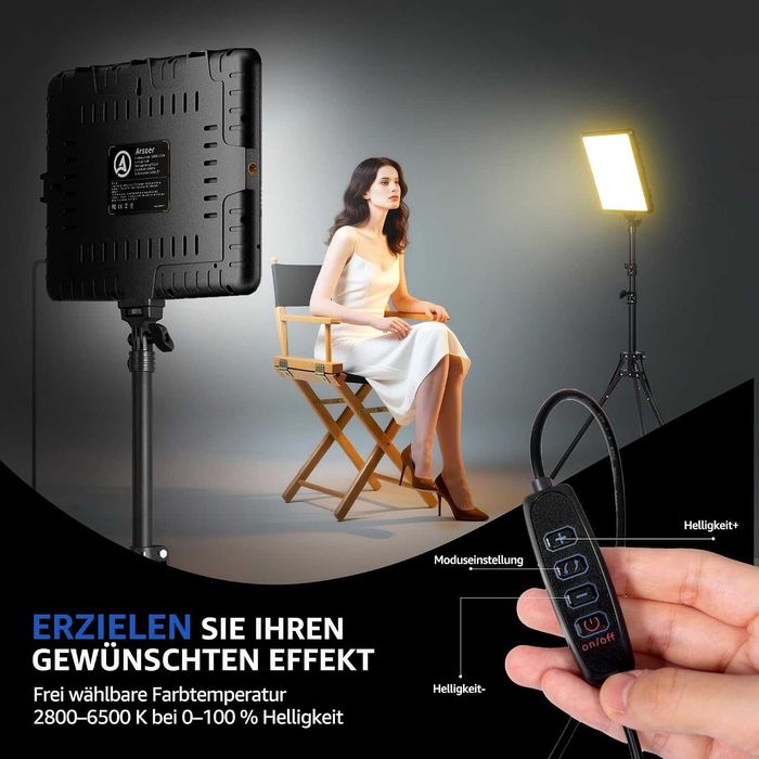Zestaw oświetlenia wideo, 2 sztuki, 25 x 20 cm, 15 W,