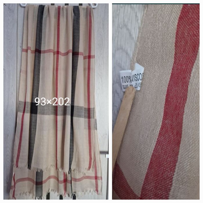 Шарф из натуральной ткани палантин в бежевом цвете