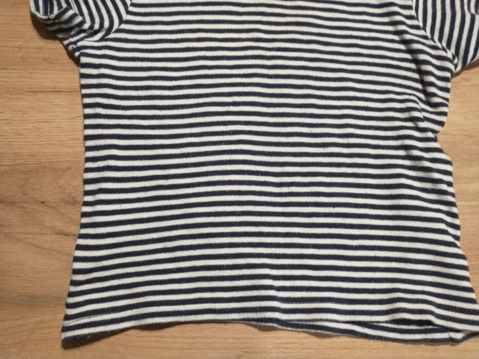 Granatowo biała koszulka t-shirt dla chłopca rozm 86/92 Lupilu