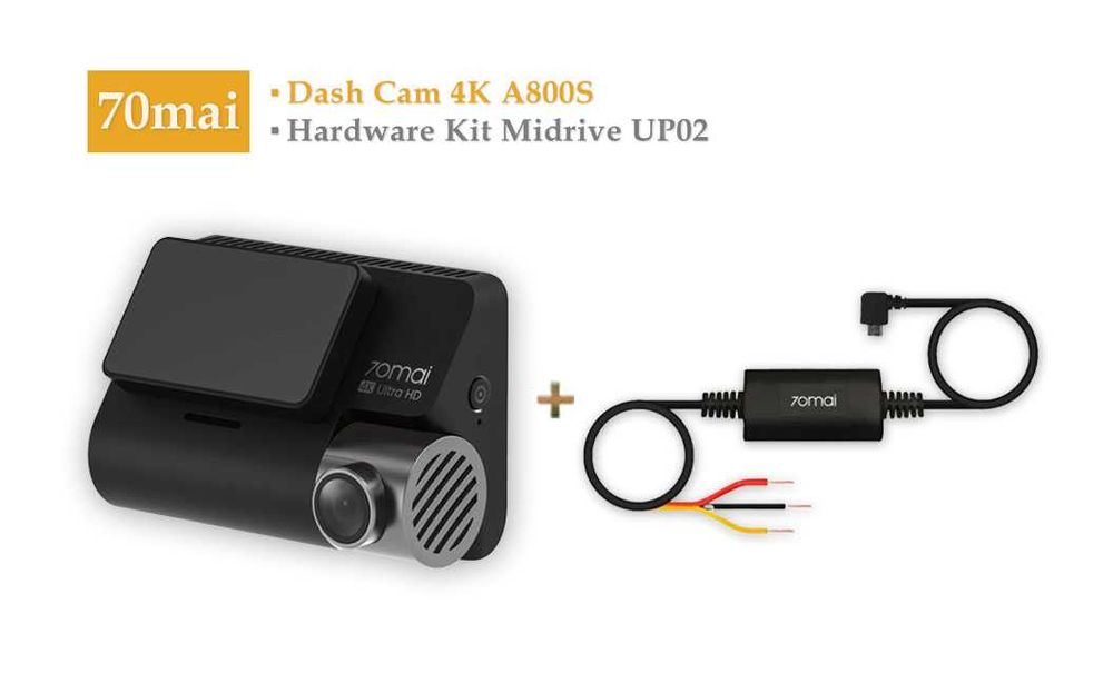 Відеореєстратор 70mai Dash Cam 4K A800S + кабель паркування UP02