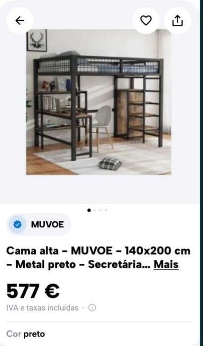 Estrutura de cama beliche/mezzanine