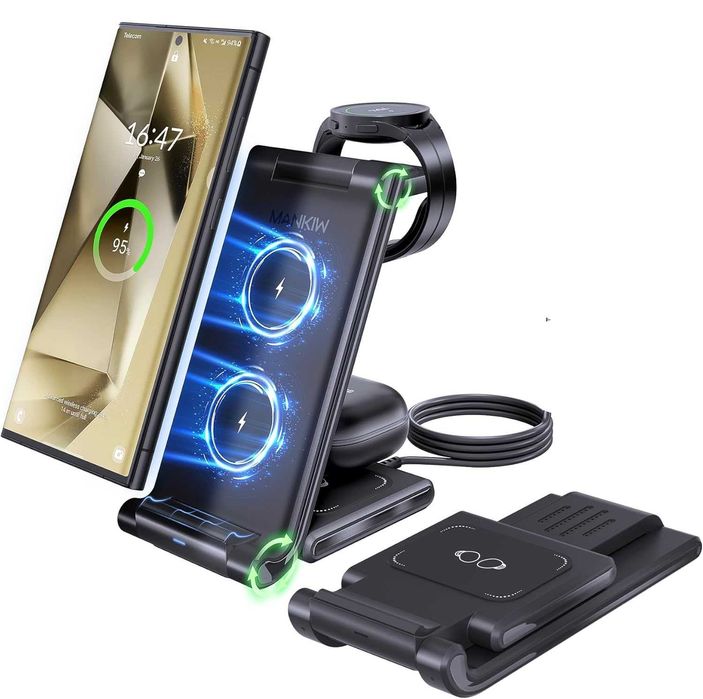 Stacja Ładowania dla Samsung, MANKIW Składany 3 w 1 15w